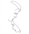 © Yurii - Linear drawing of two faces man and woman .Kiss of a couple in love