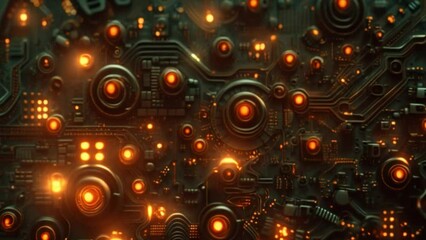 Poster - This Detailed view of a computer circuit board showing various components and connections.