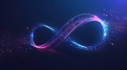 a vector graphic of an infinite symbol made from glowing data points and lines, representing the end