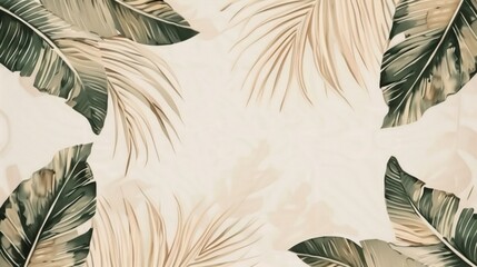 Tropical pattern in neutral colors wallpaper
