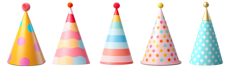 Wall Mural - party hat png element set on transparent background