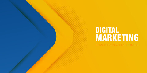 Wall Mural - Blue and yellow Banner concepts vector design for social marketing, illustration, banner template for promotion simple sign design