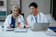 © NINENII - Doctor team, analysis the blood test examination results and medication usage of the patient on the chart, medical check-up concept.