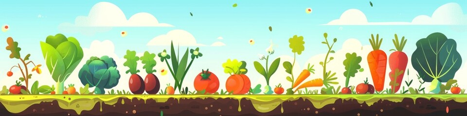 cartoon vegetable garden.