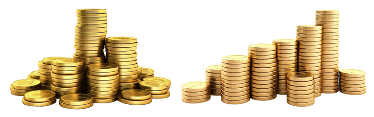 Wall Mural - Stack of gold coins png element set on transparent background