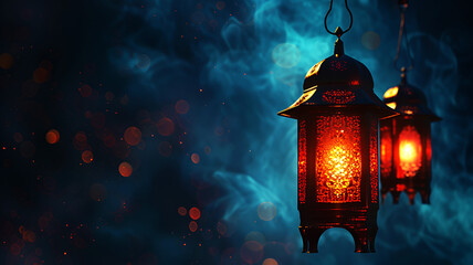 Luxury 3d lantern islamic festival background for ramadan kareem, eid al fitr, eid al adha, islamic new year, generative ai