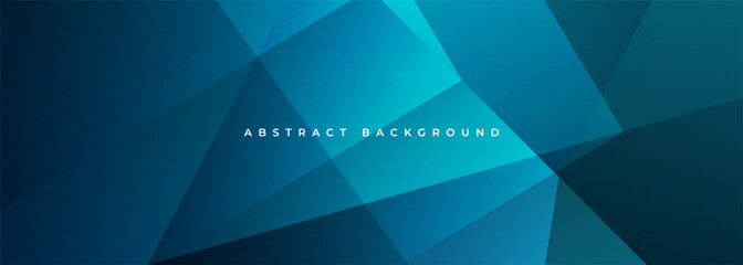 Poster - Blue modern abstract wide banner with geometric shapes. Dark blue abstract background. Vector illustration