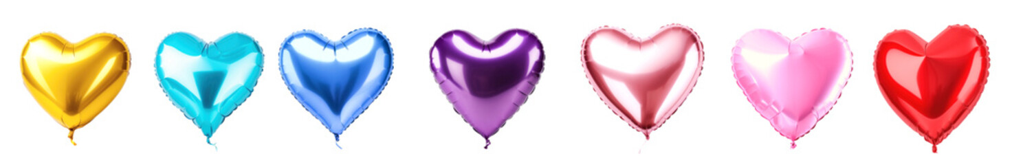 Wall Mural - Colorful heart balloon png element set on transparent background