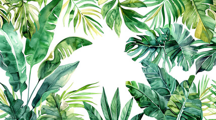 The lush green leaves of a tropical rainforest create a dense, textured backdrop for this image., white isolate background , png file .