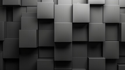 Modern abstract black geometric 3D cubes background. Stylish and minimalistic design concept for contemporary art and architecture.
