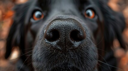 Close up image of a black dog s nose