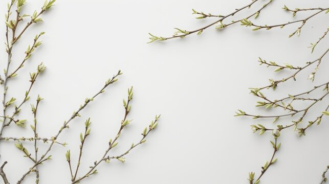 branches with leaves on a white background.