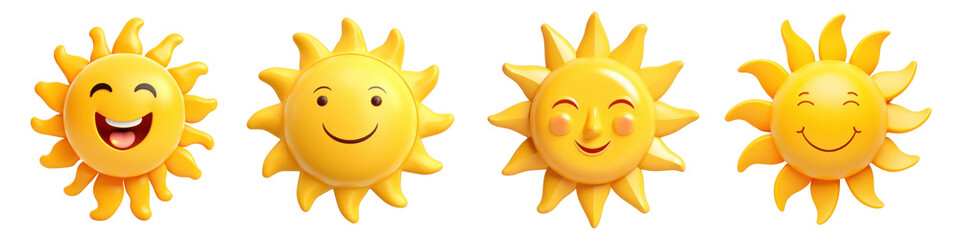 Wall Mural - 3d sun png element set on transparent background