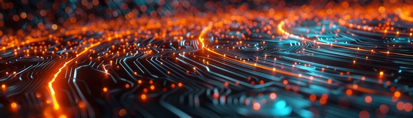 Abstract image showcasing futuristic technology with glowing circuits and vibrant colors representing advanced digital networks.