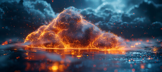 closeup of cloud services interfaces within the cloud showing detailed data streams and holographic connections Macro Photography and RealTime Eye AF highlight the intricate digital details