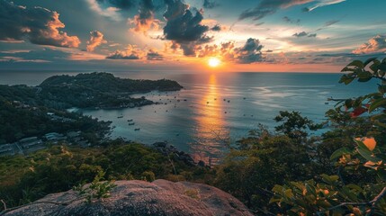 Wall Mural - Sunset viewpoint on Koh Tao island in Thailand