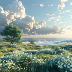 Canvas Print - The daisies are blooming in the meadow.