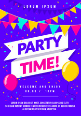 Colorful Party Time Poster Or Flyer