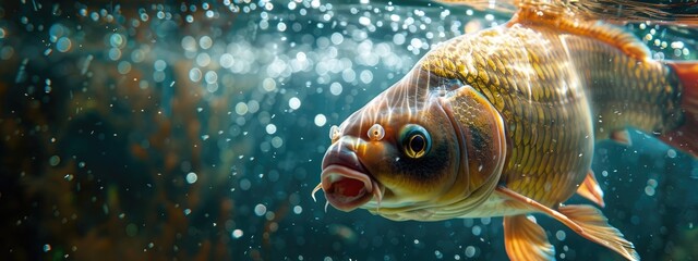 fish in water close up. Selective focus