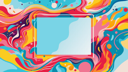 Wall Mural - Vibrant Abstract Art Background with Dynamic Color Swirls and Modern Frame