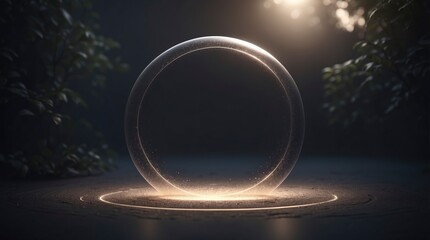Wall Mural - subtly dark, blurred natural setting with ethereal light circles creating a calm and serene effect-