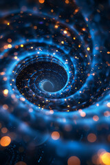Wall Mural - Blue Spiral Galaxy with Glowing Stars