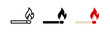 © Chelpanoff - Match icon set. Matchstick burning illustration. Flammable symbol.