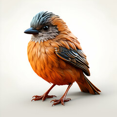 Wall Mural - Cute bird isolated on a white background. 3d render.