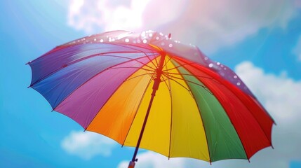 Wall Mural - Umbrella rainbow colorful in front of sky background pride day background