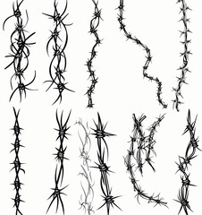Wall Mural - a bunch of barbed wire on a white background