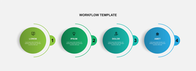 Wall Mural - Business template infographic vector element with 4 circle step or process