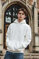 Poster - White hoodie mockup with model