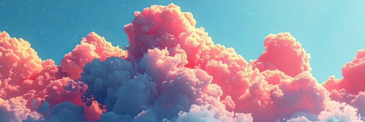 Poster - A pink and blue cloud filled sky