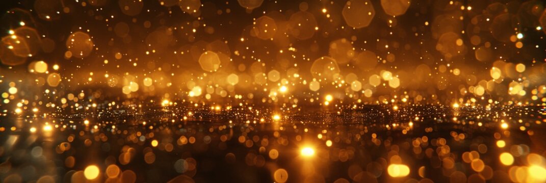 A bright, golden background with many small, sparkling lights