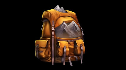 Poster - Backpack icon Mountain climbing 3d