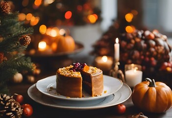 Wall Mural - a cake with a slice taken out of it on a plate