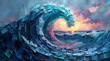 Wall Mural - Construct a mosaic artwork composed of swirling, abstract patterns in shades of blue and purple, representing the ever-changing nature of