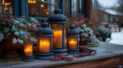 Wall Mural - Create a cozy and inviting ambiance with flickering candlelight by placing candles in lanterns and hurricane vases throughout your home.