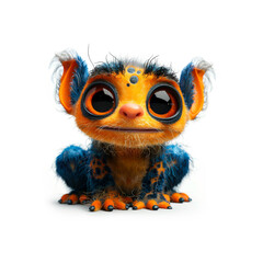 Small Orange and Blue Animal With Big Eyes