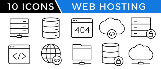 Web hosting icon vector set. Hosting server symbol