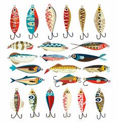 Wall Mural - a bunch of different types of fishing lures