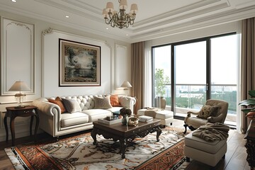 Wall Mural - European style living room interior design