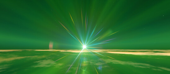 Wall Mural - sunrise from space aurora, 3d rendering