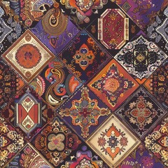 Wall Mural - Vibrant Patchwork of Traditional Ethnic Patterns