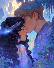 Wall Mural - crystal blue eyes, two lovers being affectionate