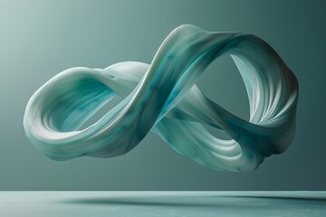 Wall Mural - A blue and white spiral shape that looks like a wave. The spiral is floating in the air and he is made of a material that is not solid. The image has a dreamy, ethereal quality to it