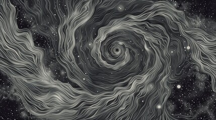 Wall Mural - Enigmatic Cosmic Swirl in Monochrome: Abstract Space Art