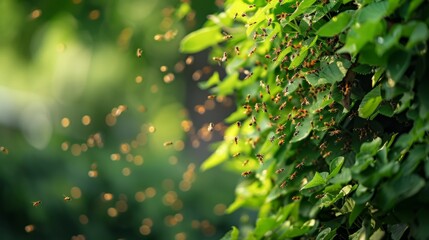 Wall Mural - Enchanting Dance of Fireflies in Lush Greenery at Twilight