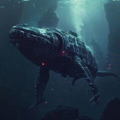 Poster - fantasy futuristic scifi whale flying in the sky