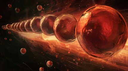 Wall Mural - Abstract Cosmic Spheres in Fiery Space Illustration